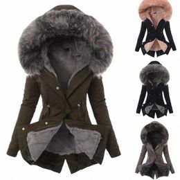 Trench épais manteau d'hiver pour femmes nouveau Fi Lg manches surdimensionné pardessus femme veste décontractée coupe-vent à capuche en vrac o9Aq #