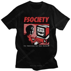Geul Vintage Grappige Mr Robot T-shirt Mannen 100% Katoen Fsociety Tshirt Shortsleeve F Society Hacker Tee Tops Geek Tshirt kleding Cadeau