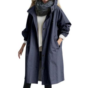 Trench Femmes Vestes 2024 Mode Manteau Coréen Tendance Casual À Capuchon Moyen Long Pardessus Coupe-Vent Printemps Automne Fe Manteau Outwear OU7O