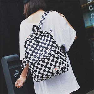Trend Rugzak Mode Vrouwen Canvas Checkerboard Wear Daypack Laptoptas Grote Capaciteit Outdoor Reizen Studenten Boek Schooltas 202211