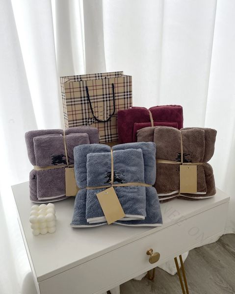 Ensemble de serviettes de bain tendance en velours corail, serviette de lavage du visage, de luxe, absorbant, doux, en tissu unisexe, M101 M1012