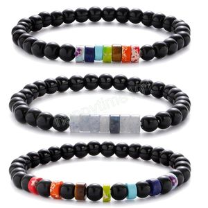 Tendance perle noire couleur naturelle empereur pierre entretoise perles Bracelet 6mm Yoga élastique Bracelets pour femmes bijoux de mode
