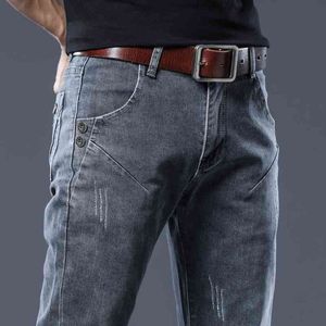 Tendance marque hommes slim jeans mode affaires style classique hommes marque de mode décontracté mince élastique pieds pantalon 210622