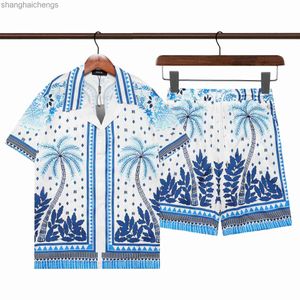 Trend Branded Amirirs Costumes ensembles pour hommes vêtements de créateurs de haute qualité 2024 Nouveau ensemble de chemises imprimées classiques Blue Summer Thin Beach Men