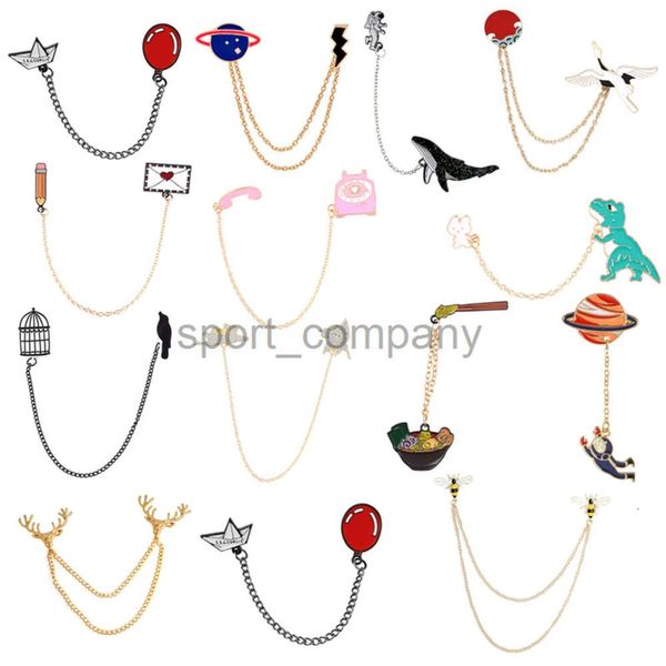 Chaîne de tendance lien art broche drôle astronaute grue enveloppe abe dinosaur corbeau spatial ferry téléphone rose épingles de soleil extraterrestres bijoux