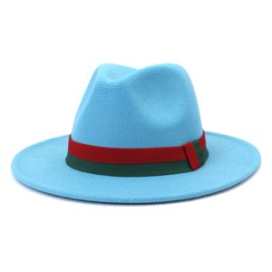 Sombreros Fedora de fieltro de lana crema de tendencia con banda de cinta de retazos, gorra de fieltro de Jazz a la moda Vintage para hombres, sombrero de boda para fiesta de Panamá para mujeres