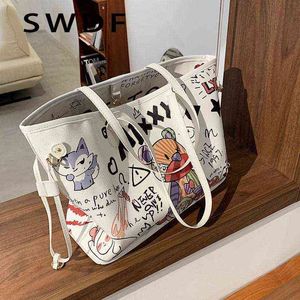 Trend Crossbody Bags Evening Bag Cartoon Patroon Design Tote Hoge capaciteit PU Leather Dames Handtassen en portemonnees Dames Luxury Shopper Shopping Schouder 230523BJ