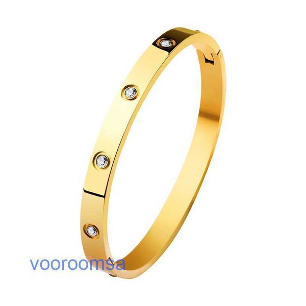 Tendencia de moda joyería versátil buena agradable Carter Light lujo pulsera de alto grado acero titanio 18K apertura de oro viento muy simple con caja original Pan panYJ