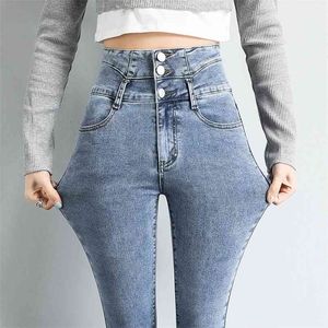 Trend High-Taille Dames Jeans Slanke Hoge Profiel Potlood Broek Stretch Skinny Plus Size 210809