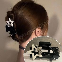 Trend Hollow Star Pentagram Hair Claw Clips Mujeres Guitar Cross Crab Hair Clips Black White Square Barrettes Ponytail Clip