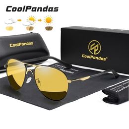 Tendance intelligente Aviation Pochromic lunettes de soleil polarisées hommes jour nuit Vision conduite lunettes de soleil mâle gafas de sol 220701