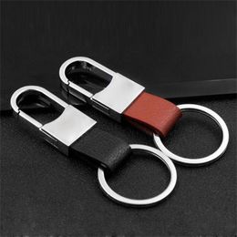 Tendance porte-clés en cuir Design Simple pour homme sac à main sac ornements boucle de ceinture en métal porte-clés de voiture cadeaux sympas