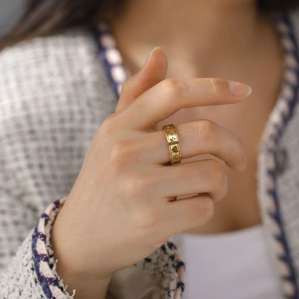 Anillos de pata de gato encantadores de tendencia, anillos giratorios de corazón con huella de gato para mujer, joyería de oro amarillo de 14k, regalo de cumpleaños