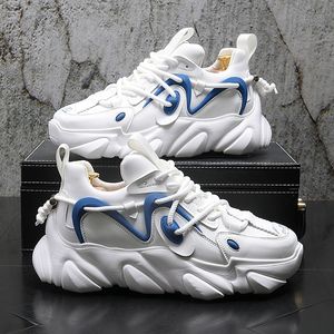 Trend Luxury Men Running Shoes Cordón Blanco Fondo grueso Designer Sneakers Hip Hop Casual Flats Zapatillas