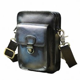 tendance mâle en cuir naturel voyage cross-body menger sac design 6 "phe pochette étui à cigarettes fanny taille ceinture sac hommes 6401 45NT #