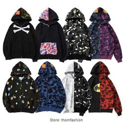 Trend Japanse hoodies voor heren Designer Apes Hoodie Shark s Rits Sweatshirts Mode Volledige ritssluiting Crazy Face Et Warm Ets Big Abc Felpa Camo Sudadera