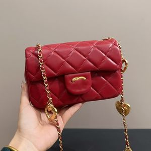 Tendance Mini Sac à bandoulière à rabat pour femme Matelasse Love Chain Cuir matelassé Bandoulière Designer Portefeuille Classique Sac à main sous les bras Porte-monnaie Valise Pochette 18CM