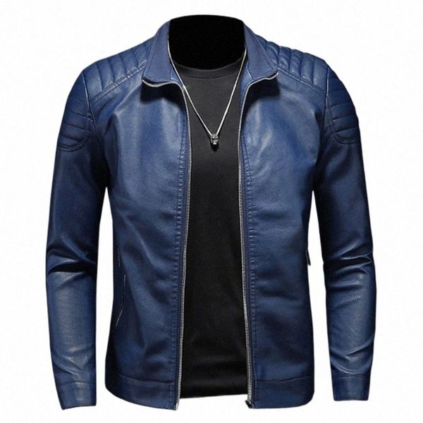 Tendencia de la motocicleta chaqueta de primavera para hombre Fi chaqueta de cuero Slim Fit PU chaqueta masculina anti-viento chaquetas de motocicleta hombres Biker Coat V9l7 #