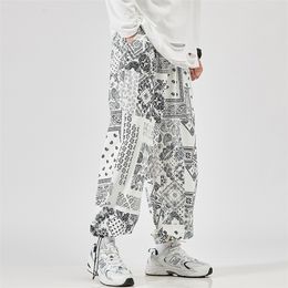 Trendprint Europese stijl casual broek Chinese stijl losse Japanse enkellange broek Joggerbroek maat M-5XL 220726