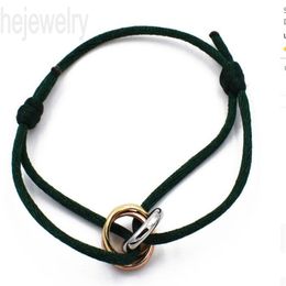 Trend rode touw armband vrouwen diy kleurrijke drie -eenheid armbanden 3 ringen tiktok paren goud vergulde lussen sierlijke eenvoud sierlijk hebben armband sieraden cool f23