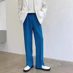Pantalones informales sencillos de tendencia para hombre, pantalón con dobladillo abierto, moda masculina, ropa de calle holgada coreana, Pantalones rectos Man303J