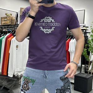 Trend T-shirt Luxe merk Hoogwaardige man Kleding Summer Nieuwe Slim Fit Male T-stukken Modieuze ronde nek Halve mouwtops