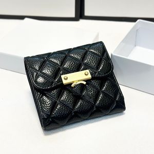 Tendencia Triple Cartera de diseñador para mujer 12 cm Cuero Diamante Celosía Embrague de noche de lujo Monedero Cremallera Titular de la tarjeta Hardware dorado Pochette Llavero Pochette