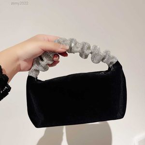 Trend Fluwelen Avondtasje Designer Ruches Diamanten Dames Handtassen Luxe Strass Dames Handtassen Glanzend Feest Clutch Purse 2022