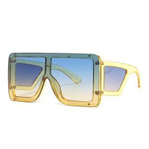 Tendance Vintage Square Frame Lunettes de soleil Fashion Conjoined Sun glasses Men and Women Eyeglasses
