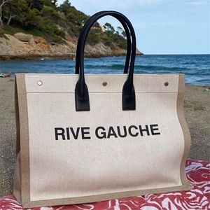Tendencia Bolso de mujer Rive Gauche Tote bolso de compras bolsos de lino superior Bolsos de playa grandes Diseñador de viaje Crossbody Hombro cartera Cartera