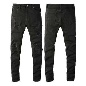 Trendamiri Jeans 8520 High Street Trendy Merk Hole Patch Slim Fit Elastiek