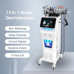 Tendance 13 en 1 Hydra Dermabrasion Machine de beauté de la peau RF Ultrason Oxygène Spray Peau Exfoliante Beauté du visage H2O2 Appareil debout