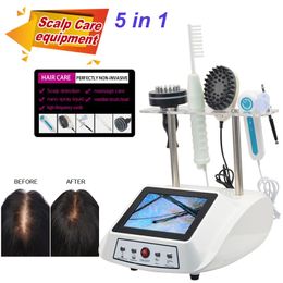 Tendance 5 en 1 Machine d'allaitement du cuir chevelu pour la détection des problèmes de follicules Brosse PDT Chauffage à circulation Peigne à l'ozone Stérilisation du cuir chevelu Centre de massage vibrant