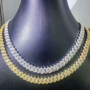 Trending hiphop sieradenketen geel goud vergulde moissaniet diamant 10 mm sterling 925 zilveren Cubaanse ketting
