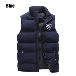 Tendance hommes automne hiver col montant gilet en plein air garder au chaud vers le bas gilet décontracté sans manches mode imprimé veste manteau 240125