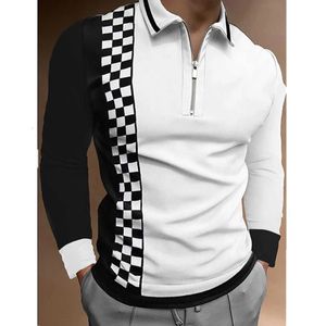 Tendance hommes fermeture éclair manches longues Polo hommes Sport décontracté affaires Polo 240119