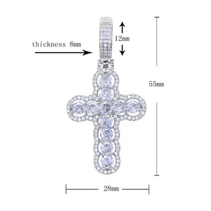 Tendance nouveau glacé Bling CZ croix pendentif collier pour hommes garçon Micro pavé 5A cubique zircone pendentif Hip Hop bijoux