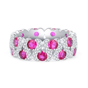 Tendance S925 Silver Ring Ruby Sparkle et Exquis Diamonds Fashion Bijoux pour look élégant