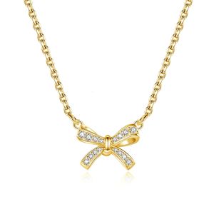 Trending Glanzend Geel Gouden Strikketting Voor Vrouwen Pass Diamond Test Vrouwelijke Sieraden Luxe Cadeau Goede Kwaliteit 240112