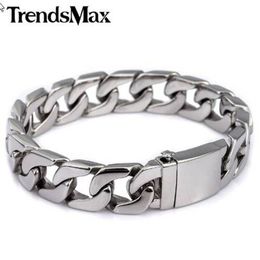 TrendSmax 13 mm 316l Bracelet en acier inoxydable Mentide Bouteau Couleur en argent HB83258C