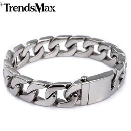 Trendsmax 13 mm 316L roestvrij stalen armband herenpolsband Curb zilveren kleur HB83312i
