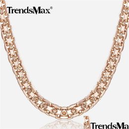 Trendsmax 5 mm colliers pour femmes filles 585 or rose chaîne à maillons Bismark collier pour femme bijoux de mode cadeaux 45-50 cm goutte D Dhgarden Otixi