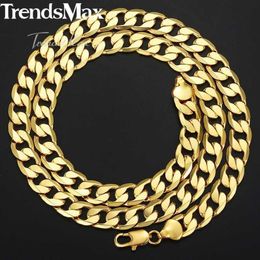 Trendsmax - Collier hip-hop pour hommes, collier en or, chaîne en maille cubaine pour hommes, bijoux, cadeau direct en gros, 12 mm, Kgn270 Q0809