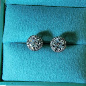 Trendy 1ct Diamond Gemstone Stud Earring 100% Echt 925 sterling zilveren Sieraden Engagement Bruiloft Oorbellen voor Vrouwen Bruids