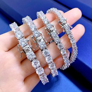 Trendy 4/5/6/7mm Moissanite Diamond armband 100% Real 925 Sterling Silver Wedding Bangle armbanden voor vrouwen verlovingsjuwelen