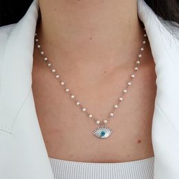 Trendy 925 zilveren neon Turkse sieraden zirkoon mode boze oog lucky ketting voor vrouwen minimalistische stijl luxe ontwerper