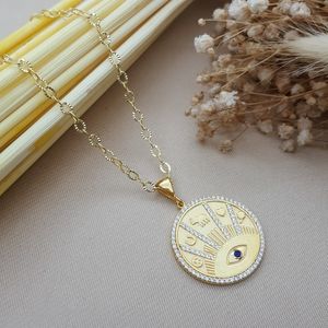 Trendy 925 zilveren Turkse sieraden verjaardagscadeau Lucky medaillon boze oog zirkoon mode ketting voor vrouwen luxe ontwerper