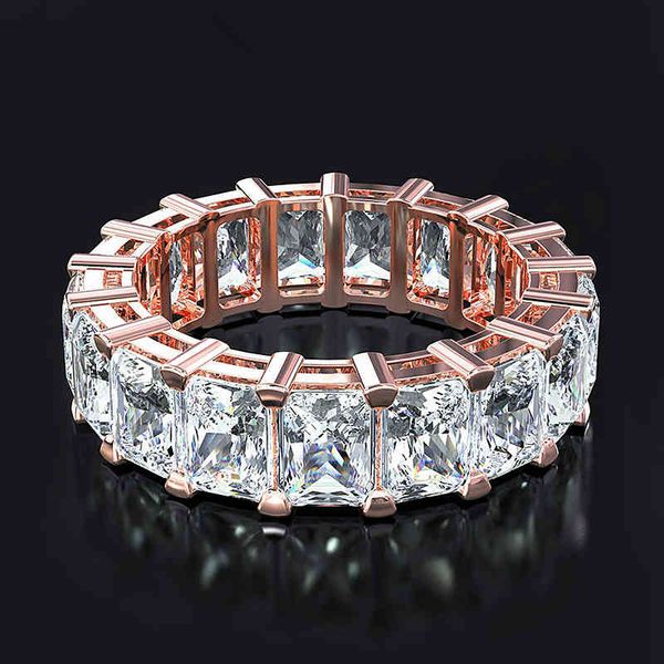 À la mode 925 en argent Sterling créé Moissanite anneaux d'anniversaire de mariage pour les femmes de luxe femme bague en diamant bijoux fins cadeau