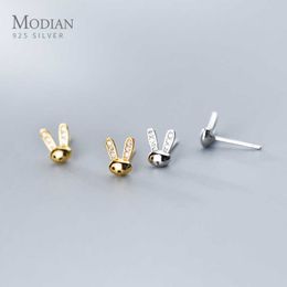 À la mode 925 Sterling Silver Mini Rabbit Anti-Allergy Stud pour les femmes Corée Style Tiny Ear Pin Fine Jewelry Brincos 210707