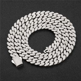 TRENDY 9 mm 16-24 pouces Pure 925 STERLING Silver Bling Moisanite Diamond Cubain Collier Chain Bracelet pour femmes hommes Nice Gift299o